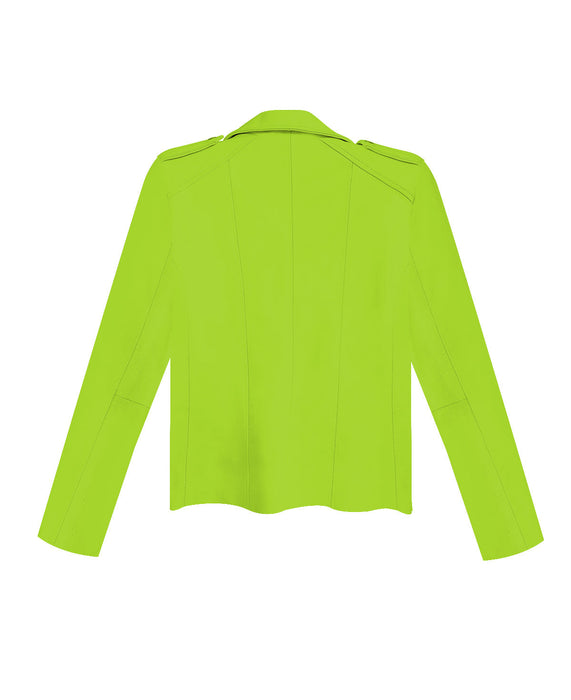 Neon Green Leather Biker Jacket