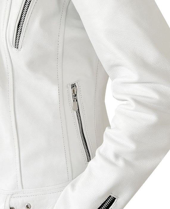 White Leather Biker Jacket